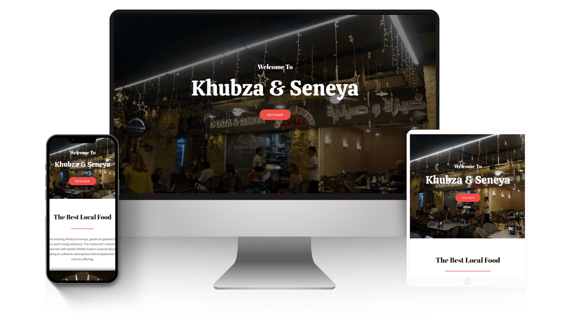Khubza & Seneya Restaurant website mockup